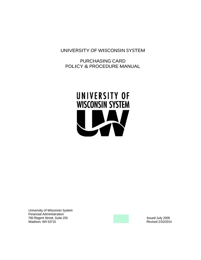 University Of Wisconsin System Purchasing Card Policy  Procedure Manual screenshot
