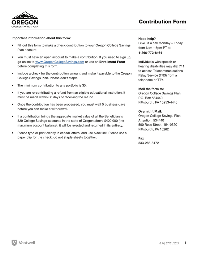 Contribution Form screenshot