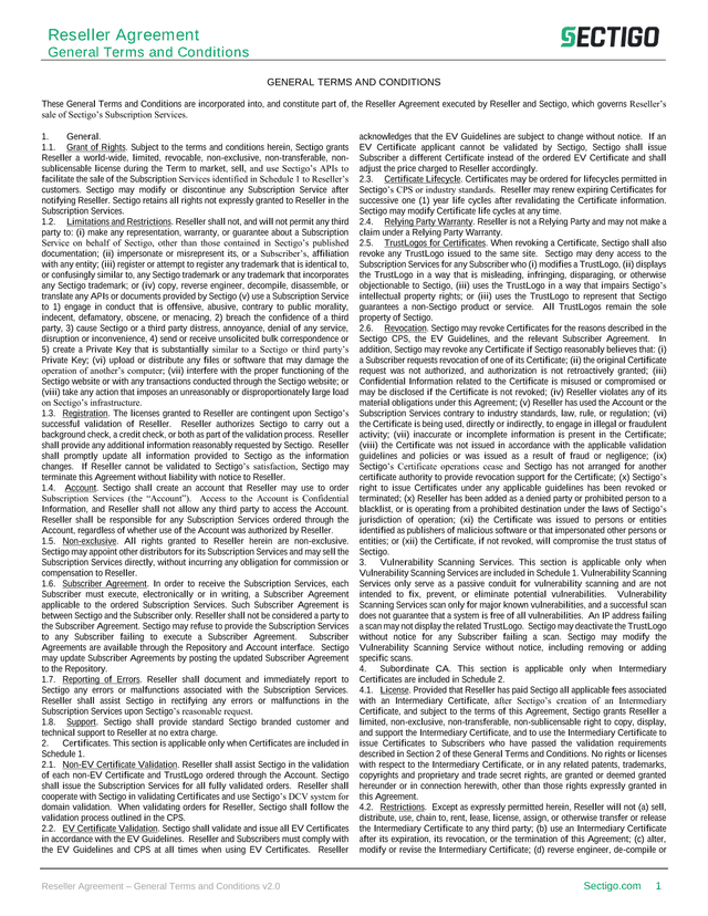Reseller Agreement   General Terms And Conditions screenshot