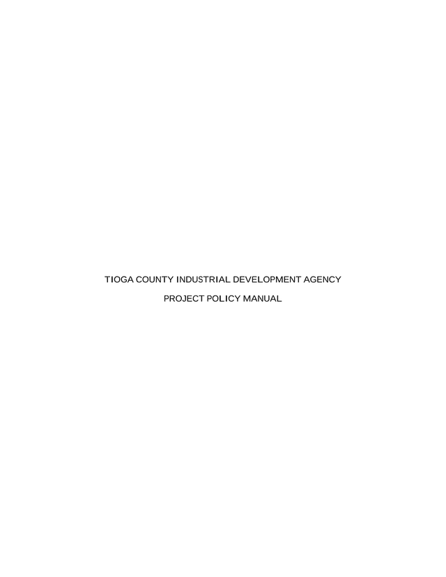 Tioga County Industrial Development Agency Project Policy Manual screenshot