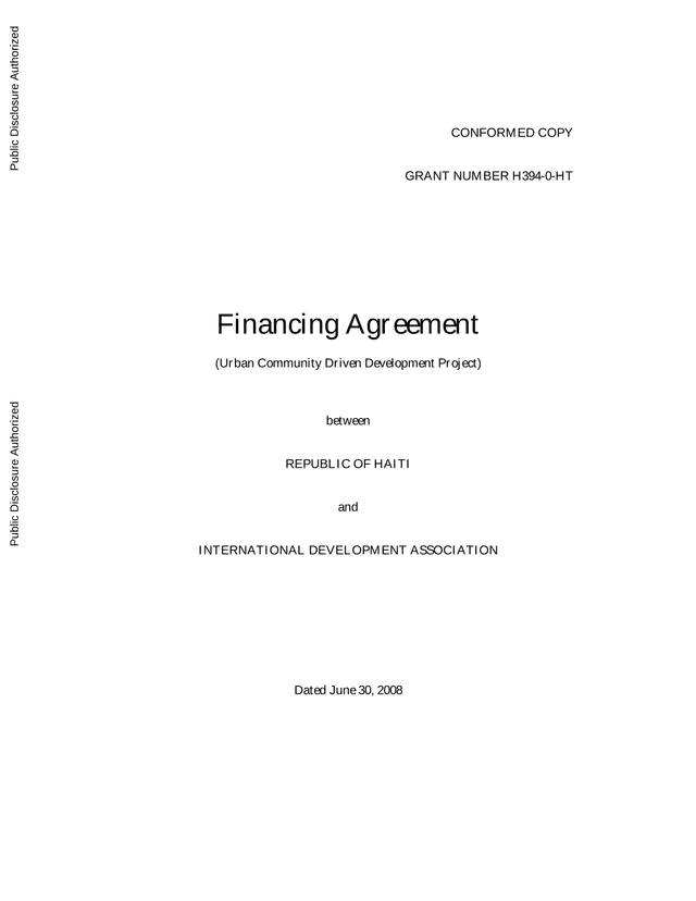 Financing Agreement screenshot