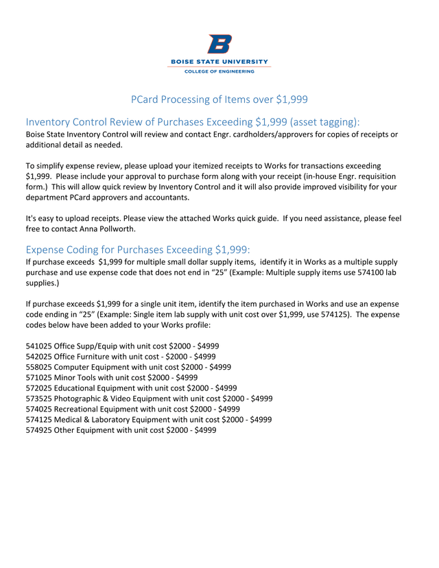 PCard Processing Of Items Over 1,999 screenshot