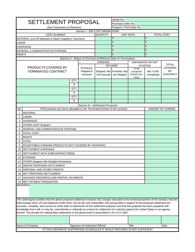 Settlement Proposal screenshot