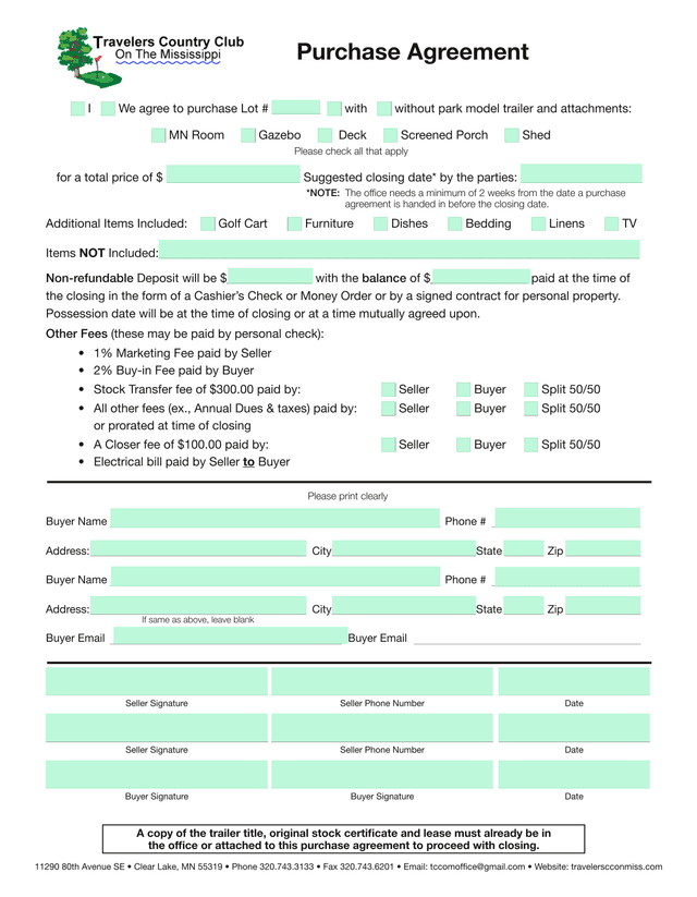 Purchase Agreement screenshot