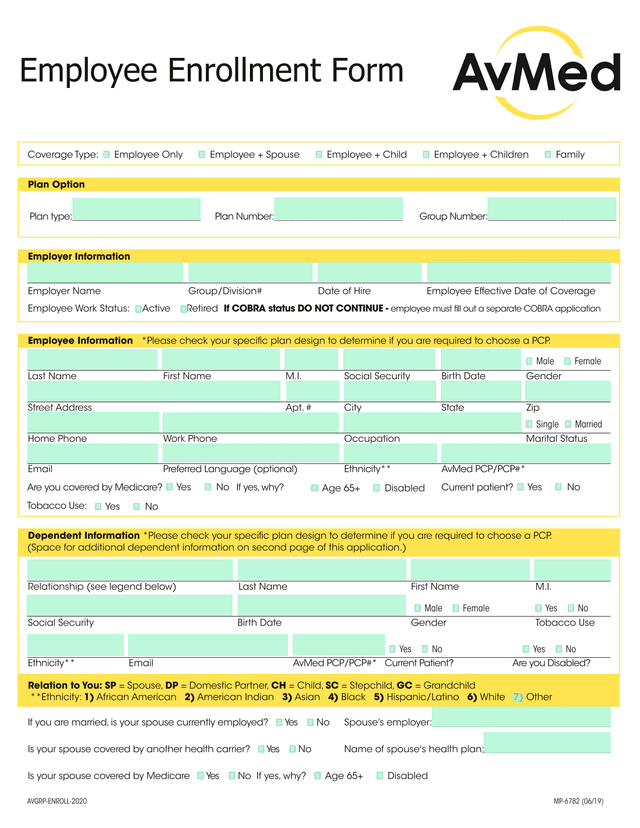 Employee Enrollment Form screenshot