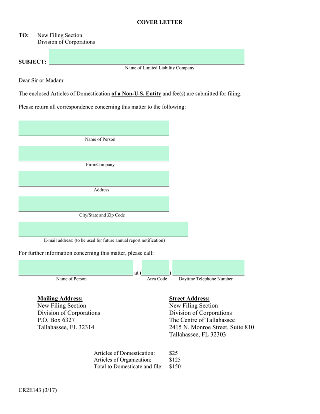 Articles Of Domestication Of A Non U.S. Entity screenshot