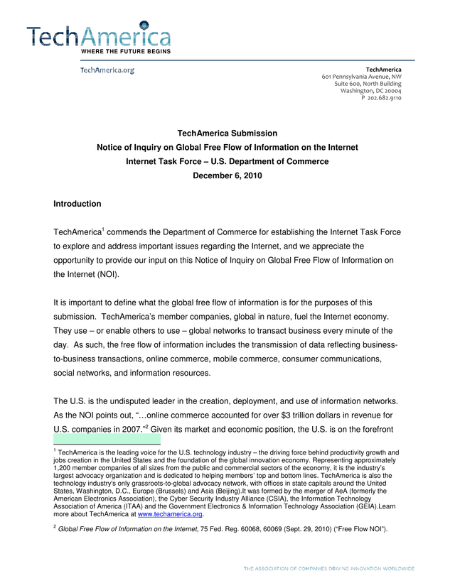 Notice Of Inquiry On Global Free Flow Of Information On The Internet screenshot