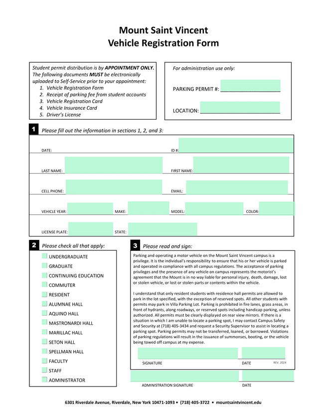 Vehicle Registration Form screenshot