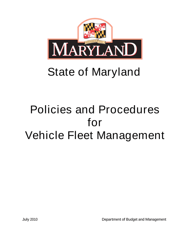 State Of Maryland Policies And Procedures For Vehicle Fleet Management screenshot