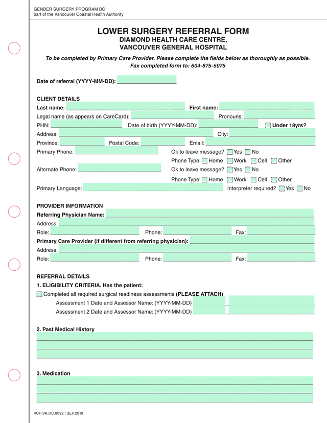 LOWER SURGERY REFERRAL FORM screenshot