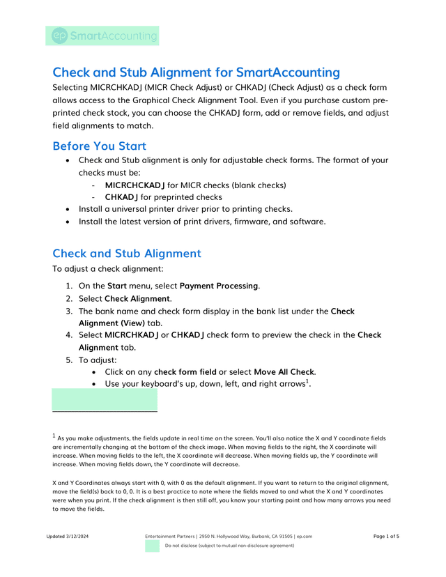 Check And Stub Alignment For SmartAccounting screenshot