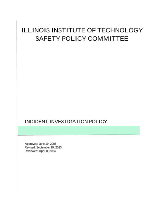 Incident Investigation Policy screenshot