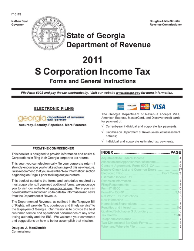 S Corporation Income Tax Forms And General Instructions screenshot