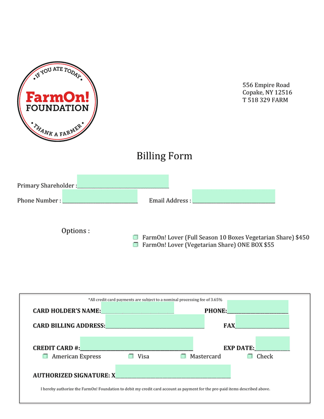 Billing Form screenshot