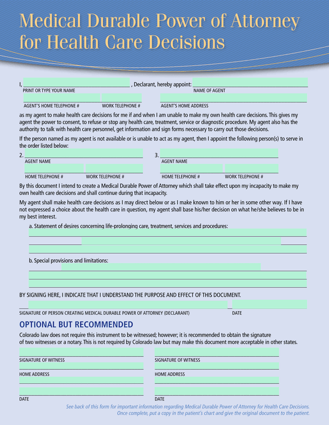 Medical Durable Power Of Attorney For Health Care Decisions screenshot