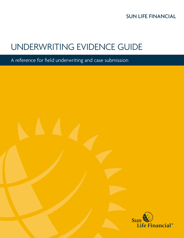 Sun Life Financial Underwriting Evidence Guide screenshot