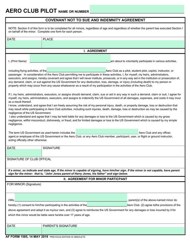 Covenant Not To Sue And Indemnity Agreement screenshot