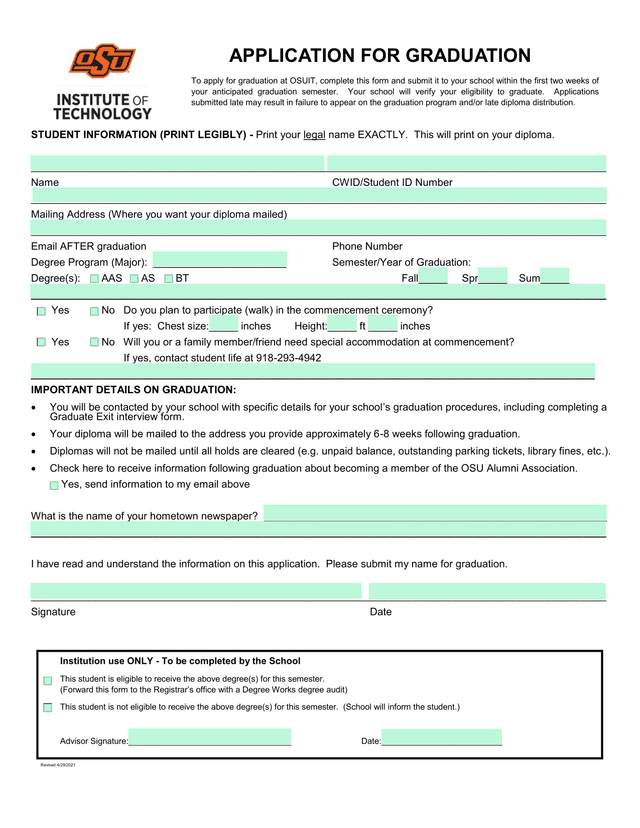 Application For Graduation screenshot