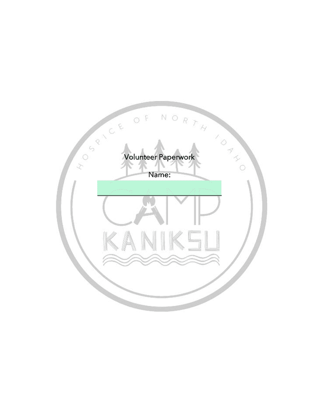 Camp Kaniksu Volunteer Application screenshot