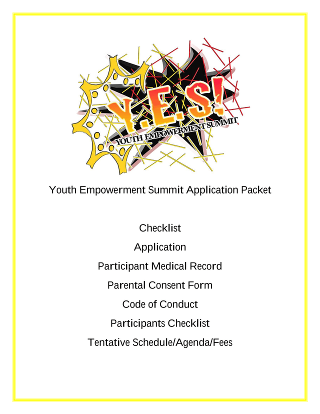 Youth Empowerment Summit Application Packet screenshot
