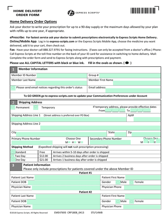 Home Delivery Order Options screenshot