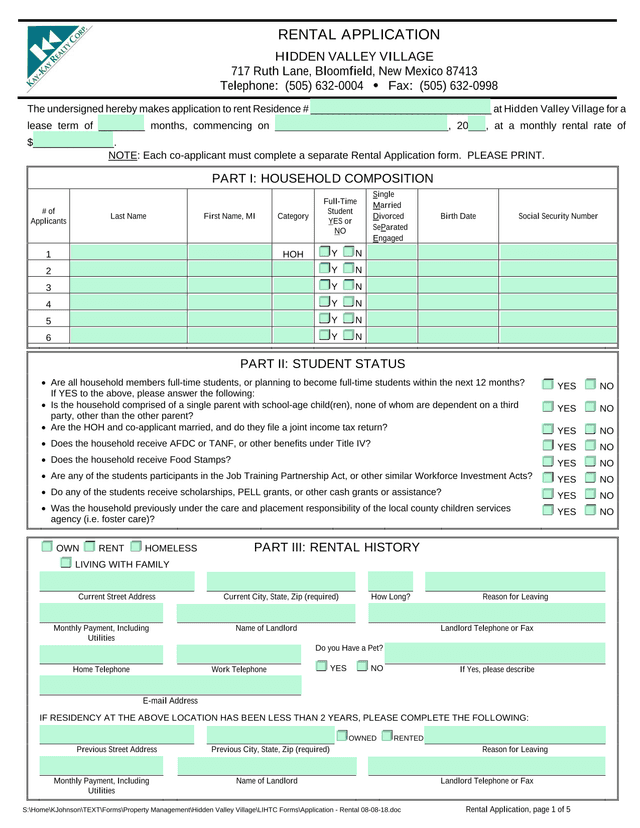 Rental Application screenshot
