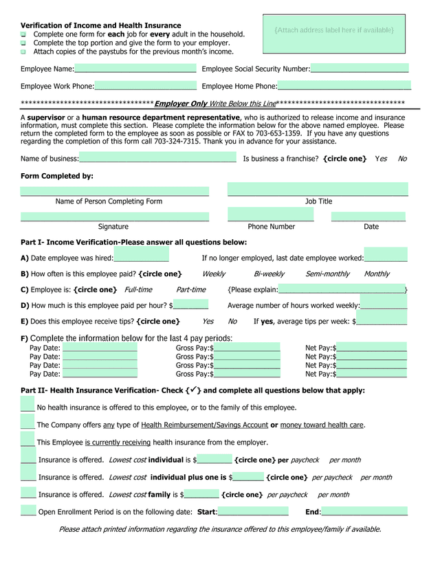 Verification Of Income And Health Insurance screenshot