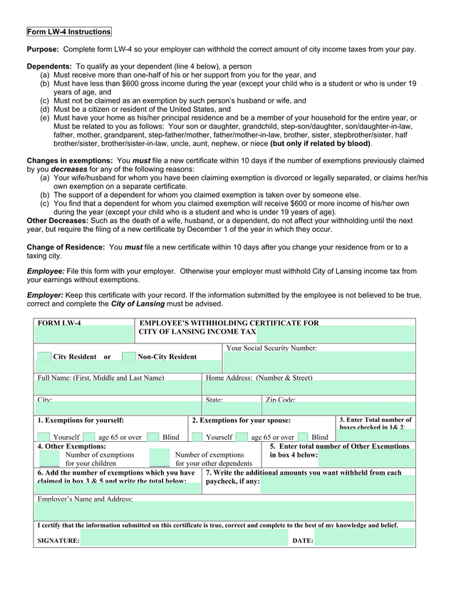 Form LW 4 Instructions screenshot