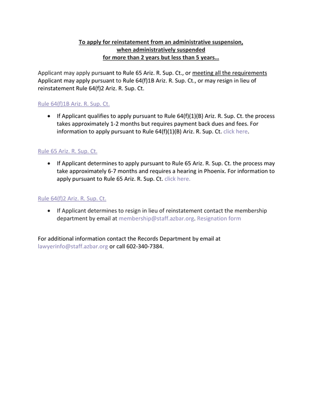 Administrative Suspension Reinstatement Application screenshot