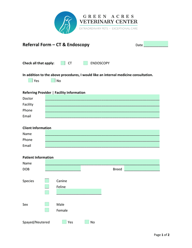 Referral Form  CT  Endoscopy screenshot
