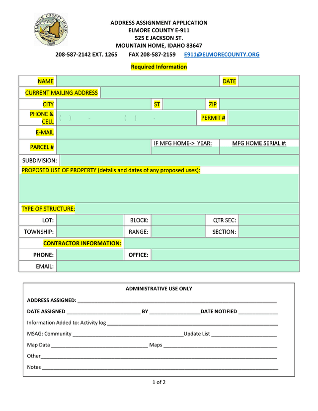 ADDRESS ASSIGNMENT APPLICATION screenshot
