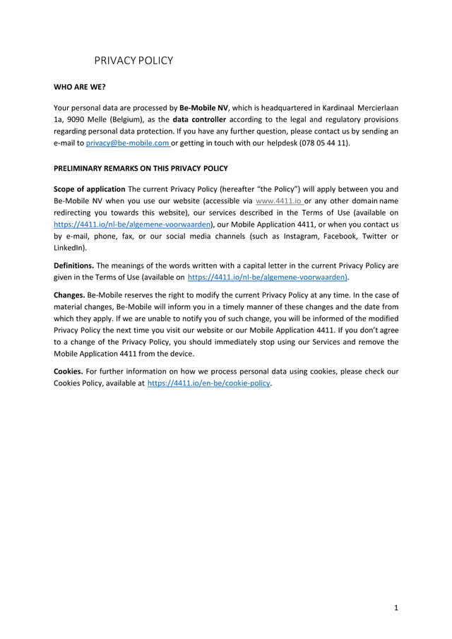 Privacy Policy screenshot