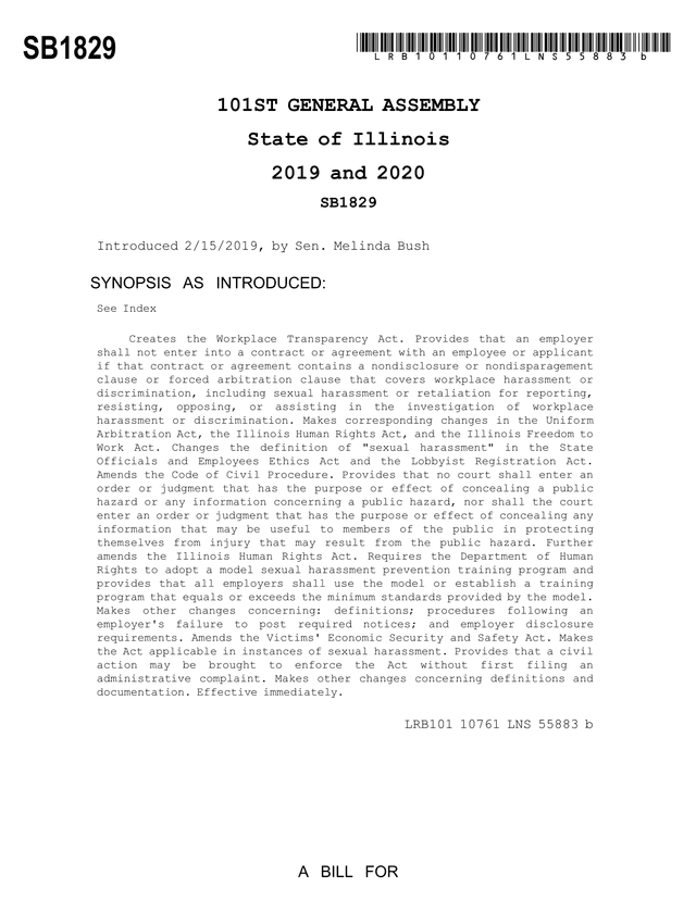 Workplace Transparency Act   Senate Bill 1829 screenshot