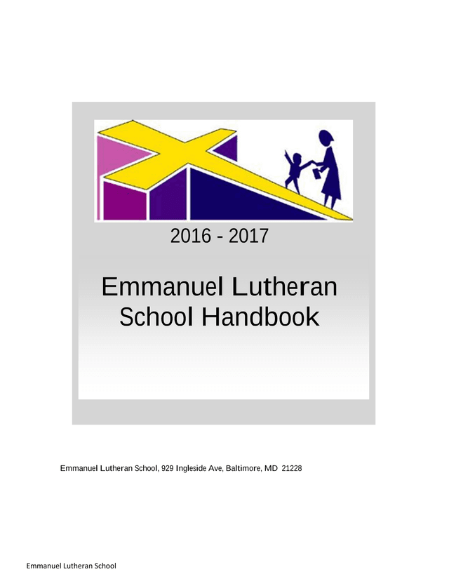 Emmanuel Lutheran School Handbook screenshot