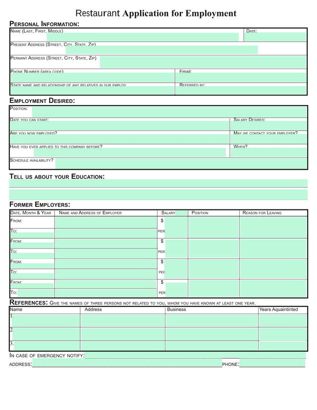 Application For Employment screenshot