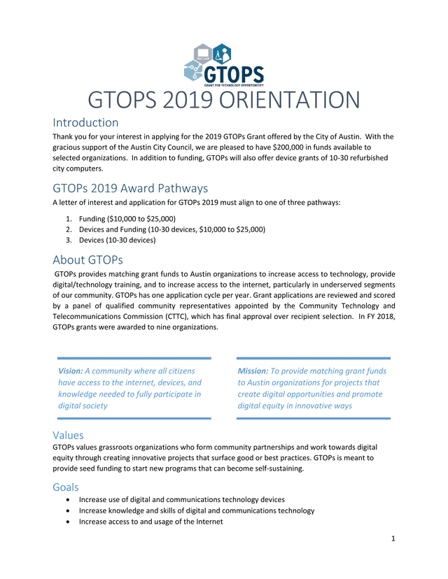 GTOPS 2019 Orientation screenshot