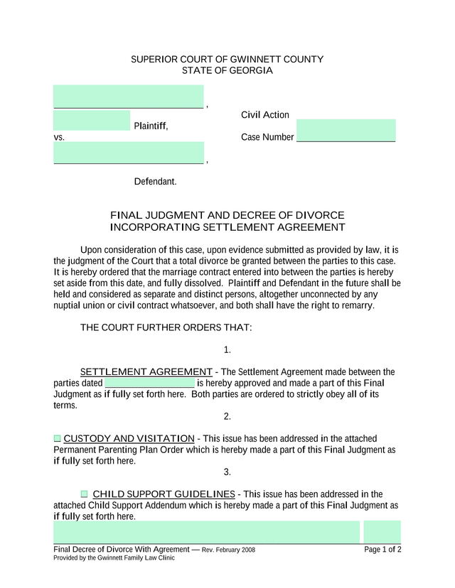 Final Decree Of Divorce With Agreement screenshot