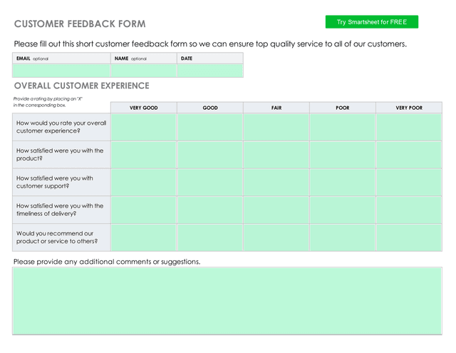 CUSTOMER FEEDBACK FORM screenshot