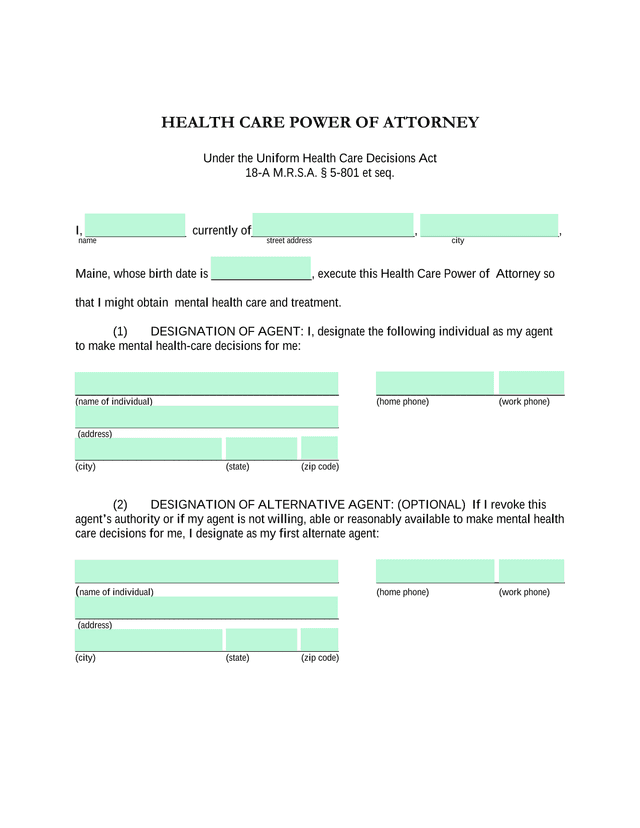 Health Care Power Of Attorney screenshot