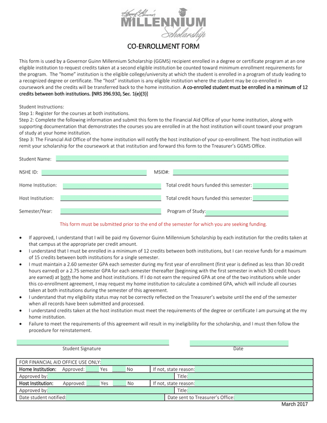 Co Enrollment Form screenshot
