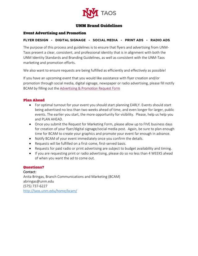 Advertising  Promotion Request Guidelines screenshot