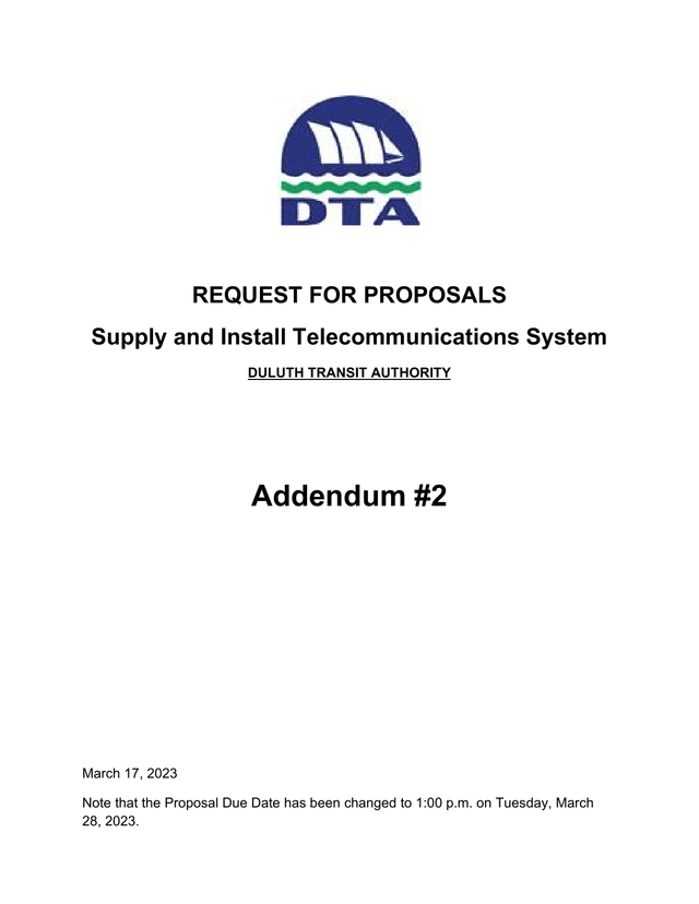 REQUEST FOR PROPOSALS Supply And Install Telecommunications System screenshot