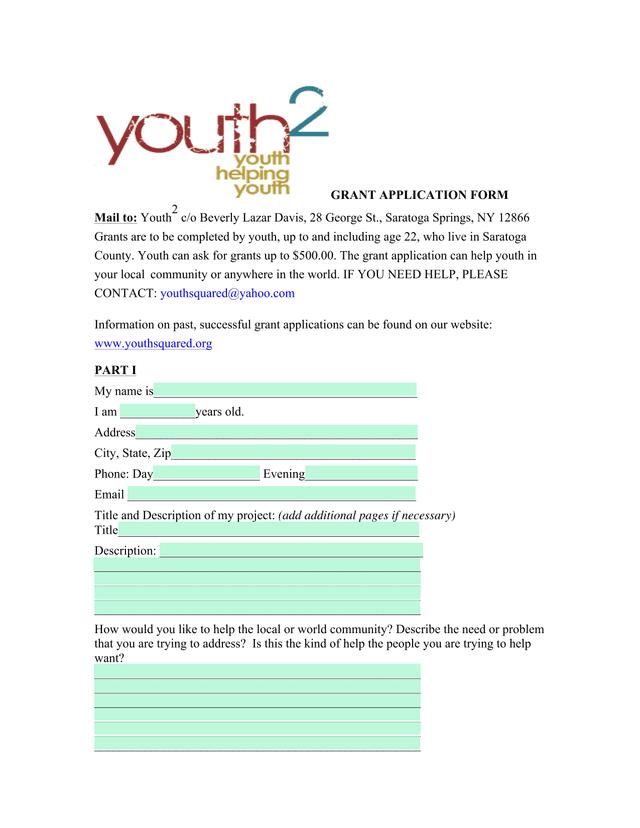GRANT APPLICATION FORM screenshot
