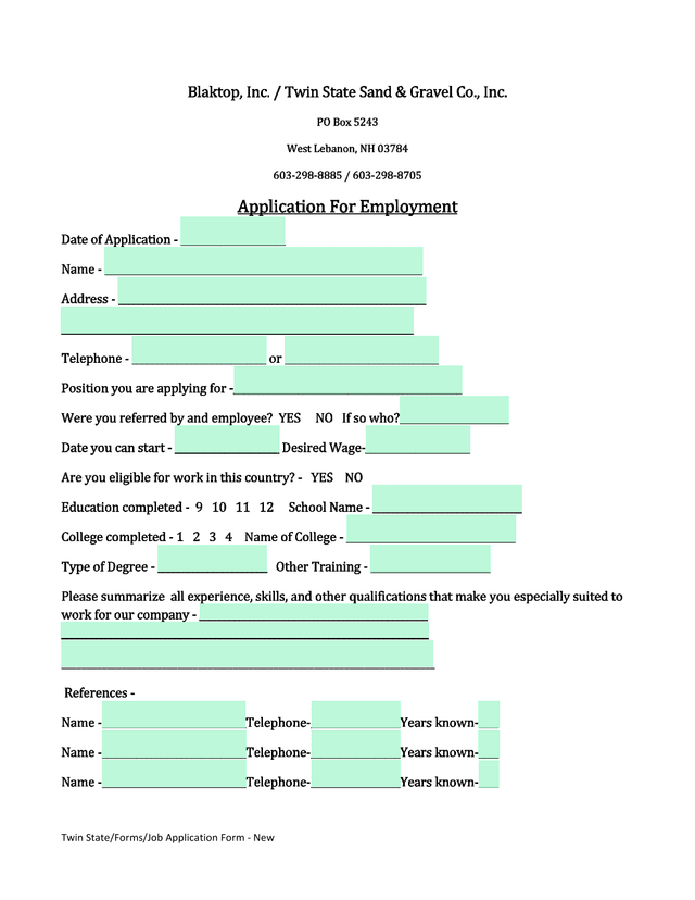 Twin StateFormsJob Application Form   New screenshot
