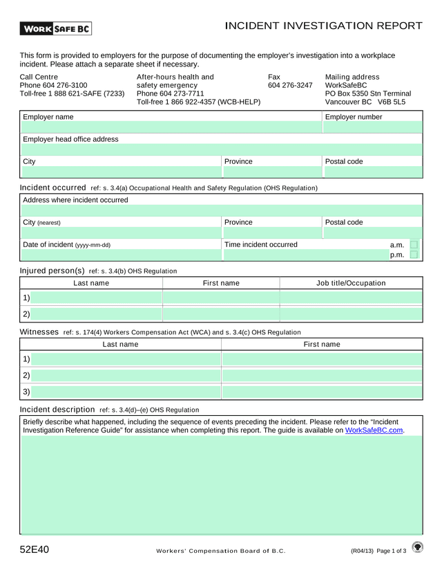 Incident Investigation Report screenshot