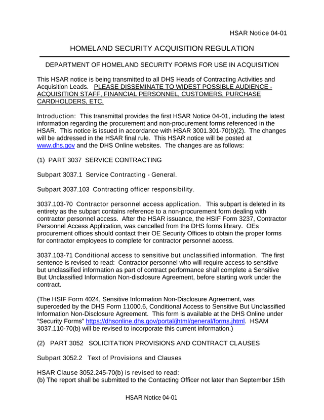 HSAR Notice 04 01 screenshot