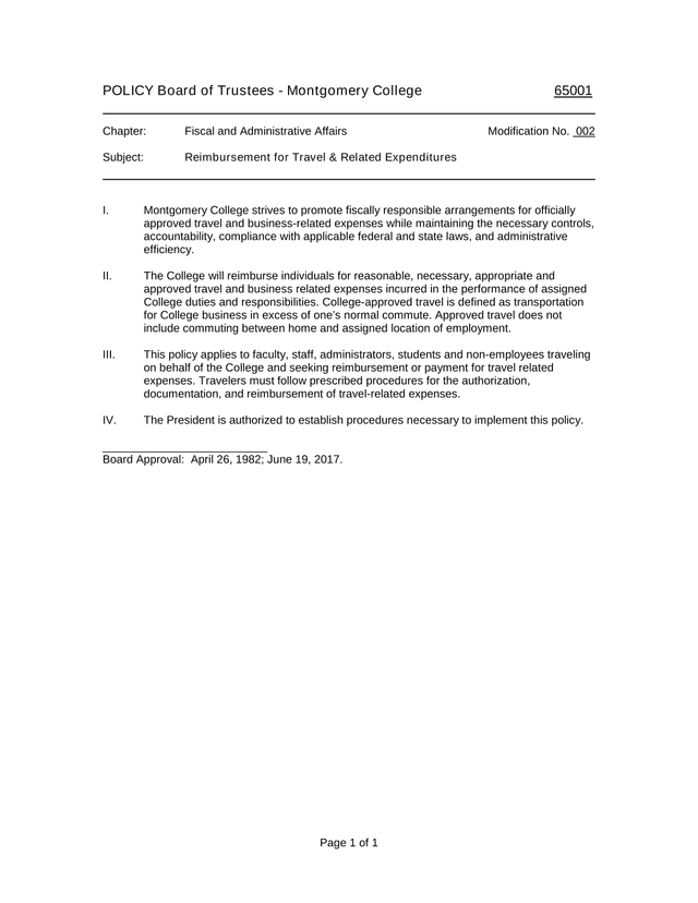 Reimbursement For Travel  Related Expenditures screenshot