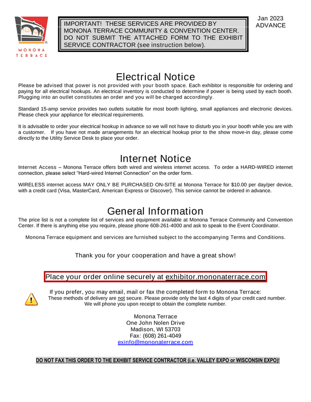 Advance Electrical Notice screenshot
