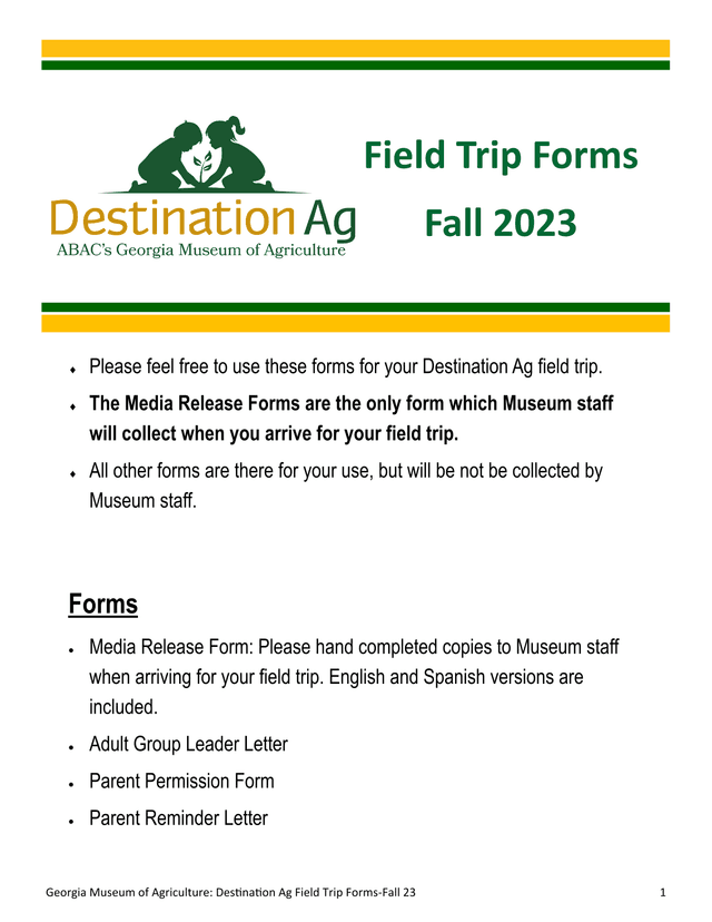 Georgia Museum Of Agriculture Destination Ag Field Trip Forms Fall 23 screenshot