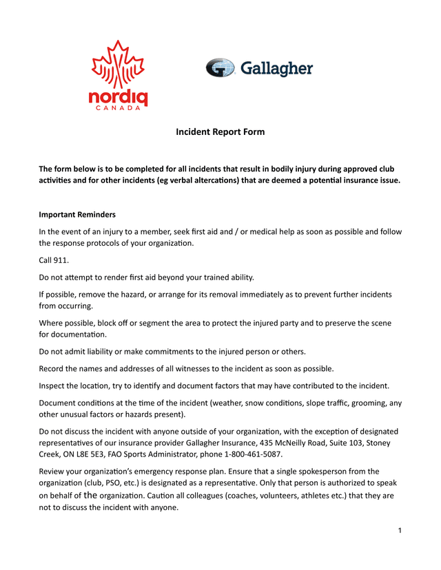 Incident Report Form screenshot